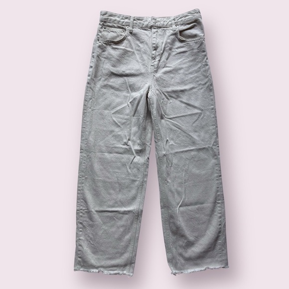 Zara Tan Sand High Waist Wide Leg Denim Jeans 10 - Picture 1 of 11